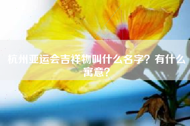杭州亚运会吉祥物叫什么名字？有什么寓意？